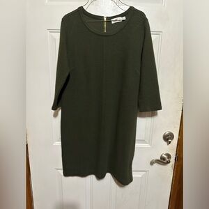 Vineyard Vines Womens Small Green Ribbed Dress Shift Tunic Shirt Elbow Sleeve‎